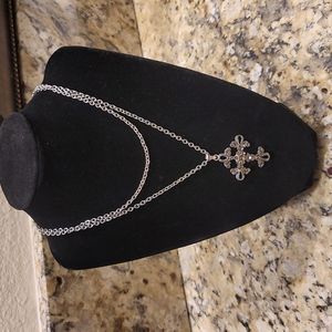 Cookie Lee Genuine Crystal Cross Pendant & Necklace